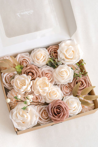 Tender Dusty Rose Deluxe Artificial Flowers Box
