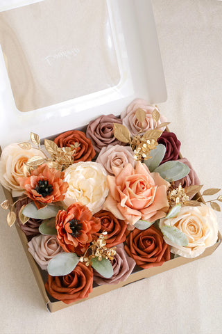Exquisite Terracotta Deluxe Artificial Flowers Box