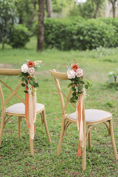 Set of 8 Chair Flowers - Chic Terracotta