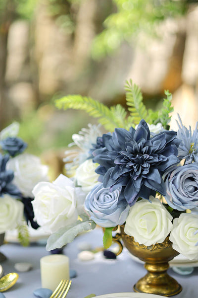 Vintage Dusty Blue Deluxe Artificial Flowers Box