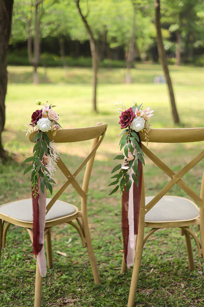Set of 8 Chair Flowers - Romantic Marsala
