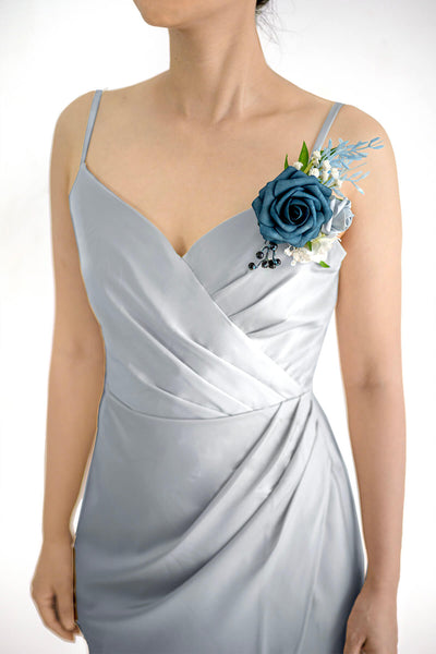 Shoulder / Wrist Corsage in French Dusty Blue, Set of 6