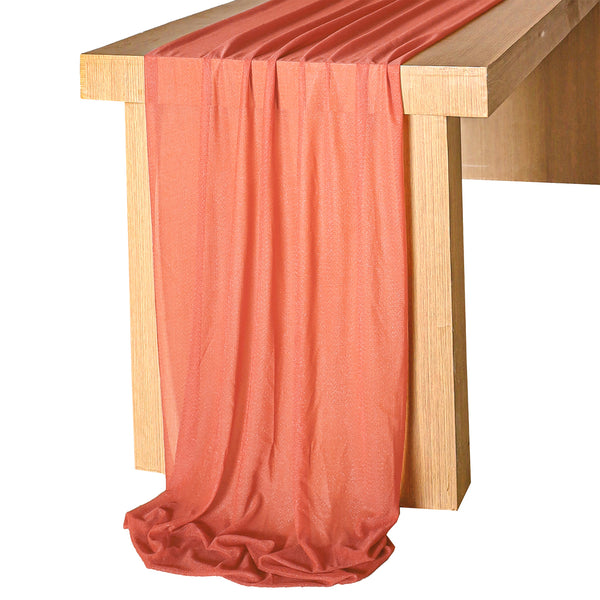 10ft chiffon terracotta table runner table linen decor