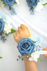 Shoulder / Wrist Corsage in French Dusty Blue, Set of 6
