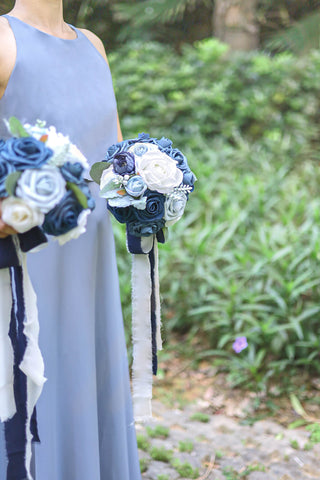 Set of 4 Bridesmaid Bouquet - Classic Navy Blue