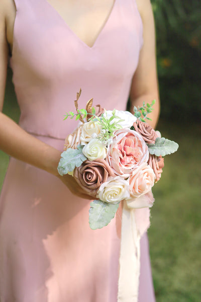 Set of 4 Bridesmaid Bouquet - Elegant Dusty Rose
