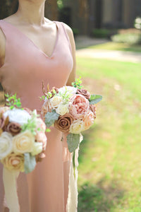 Set of 4 Bridesmaid Bouquet - Elegant Dusty Rose