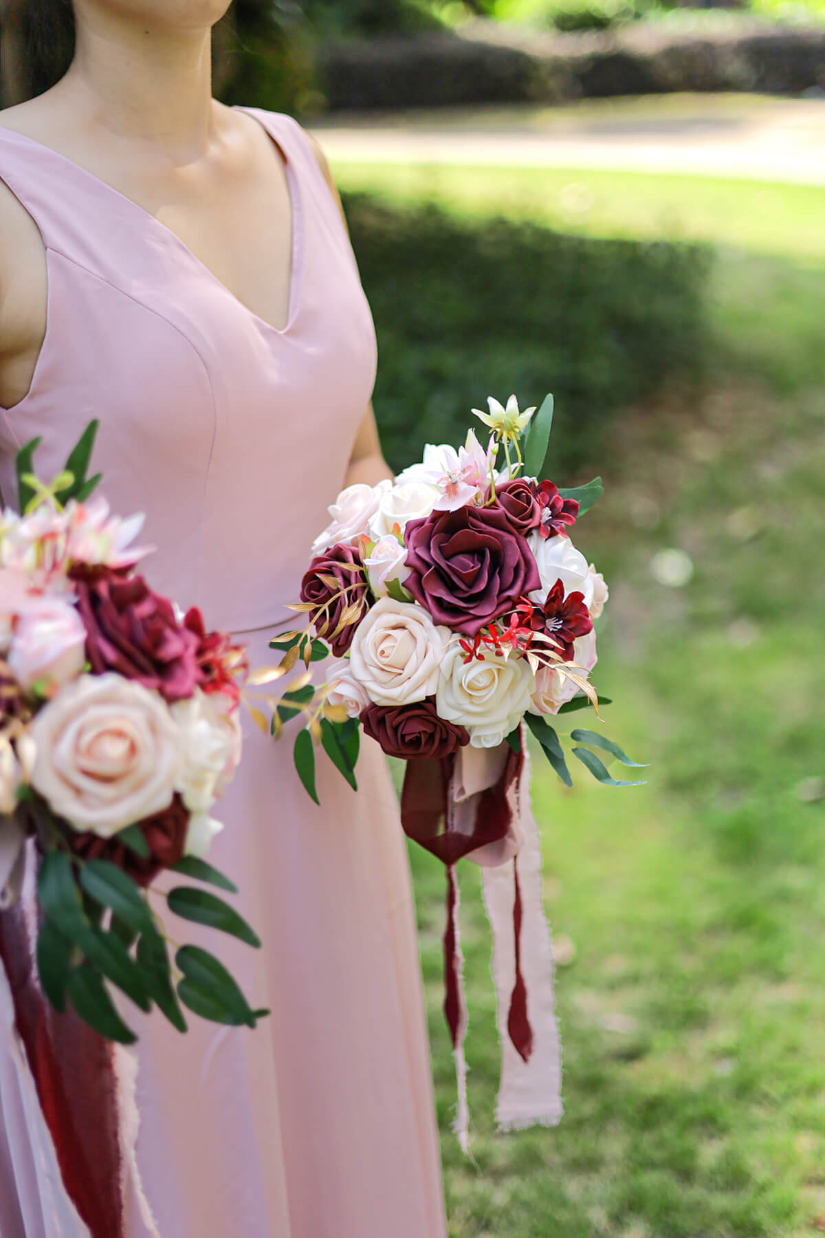 Set of 4 Bridesmaid Bouquet - Romantic Marsala